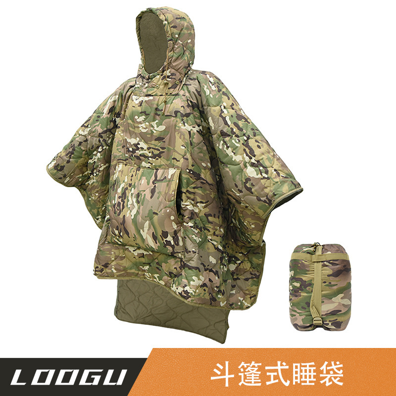 Outdoor Autumn and Winter Warm Camouflage Cloak-Style Portable Mountaineering Camping Travel Emergency Cold-Proof Sleeping Bag