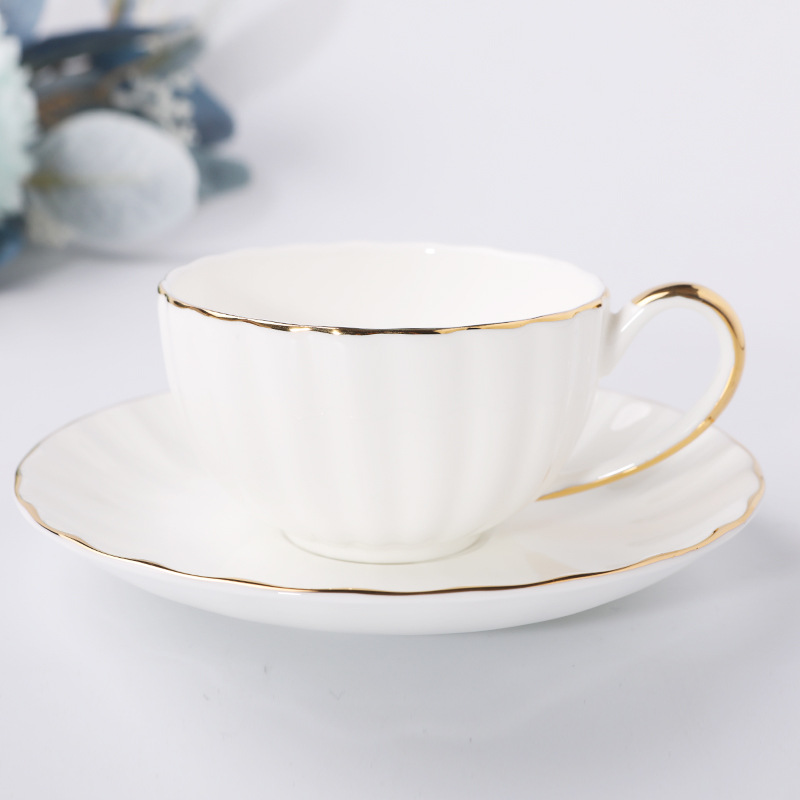 Tangshan hueso China taza simple creativo taza de café platillo con incrustaciones de oro taza de té regalo traje 1ogo recuerdo