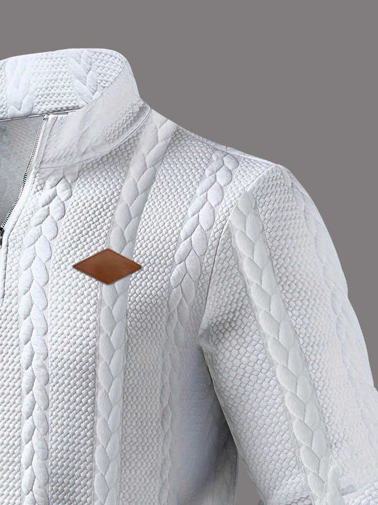 Herren Jacquard Strickpullover Mit Stehkragen Für Den Alltag_voghion.com
