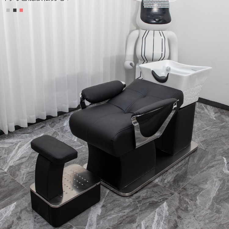 Cama de champú eléctrica, cama de lavado semi-reclinable, especial para barberías y peluquerías, silla de champú con lavabo de cerámica para belleza y peluquería image 13