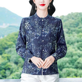 新中式 桑蚕丝衬衫女2025秋季新款国风盘扣小衫设计感上衣图片色