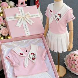 女童学院风套裙夏季儿童JK套装2026新款洋气女孩衬衫百褶裙两件套