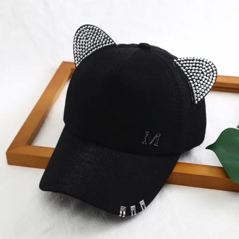 Women's Hip-hop Streetwear Solid Color Rhinestone Curved Eaves Baseball Cap display picture 7