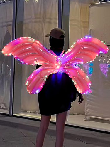 Butterfly Wings Balloon Wholesale Inflatable Back Decoration Children's Night Market Stall Internet Celebrity Angel Handheld Stick Luminous Bobo Ball