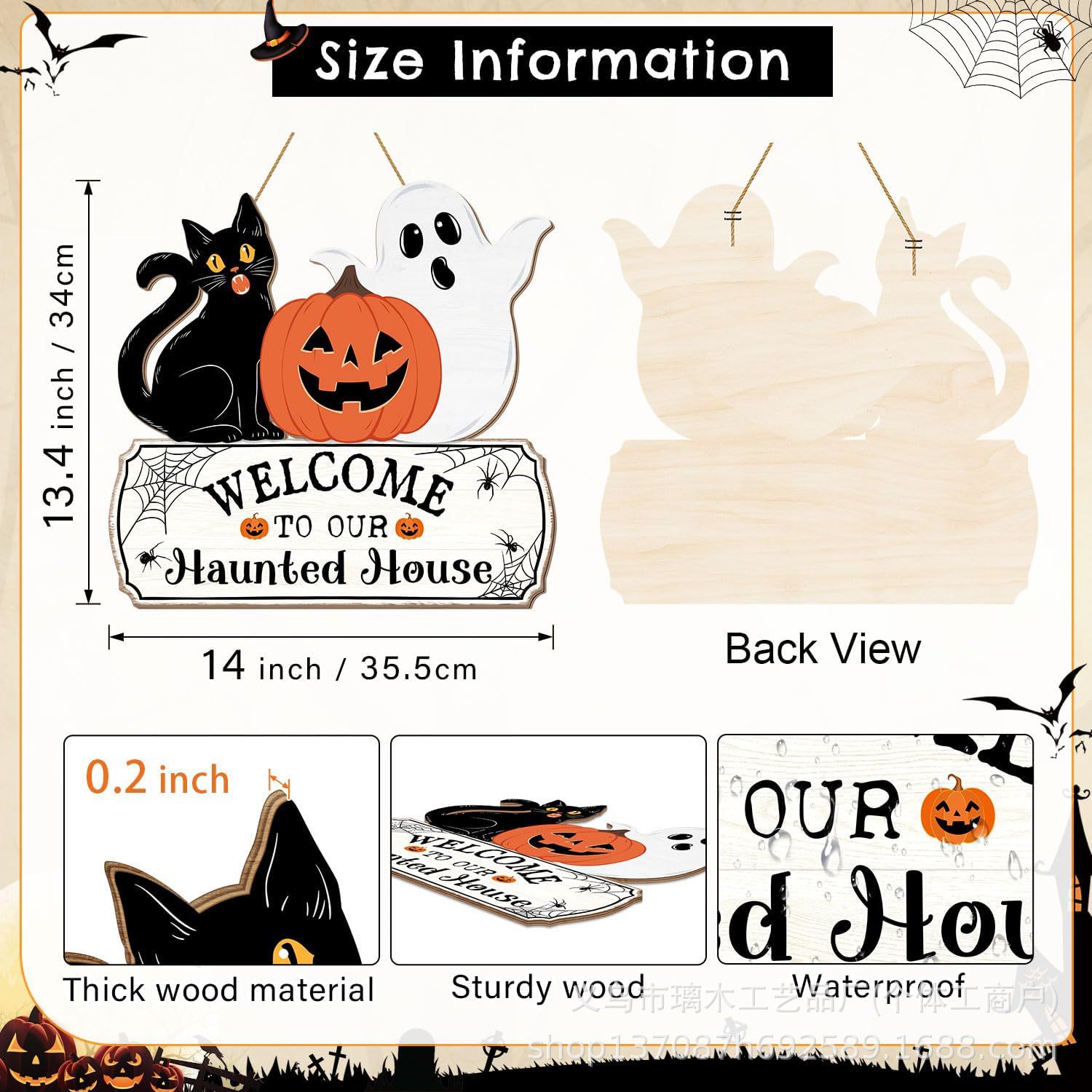 Nuevos productos transfronterizos de madera Halloween decoración de la atmósfera de la fiesta del hogar cabeza de ratón colgante decoración del patio vestíbulo