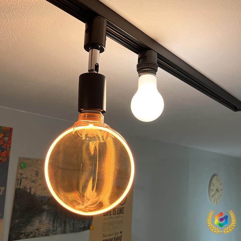 ☥轨道灯导轨导轨灯头E27螺口散光泛光轨道灯咖啡厅家用店铺装饰