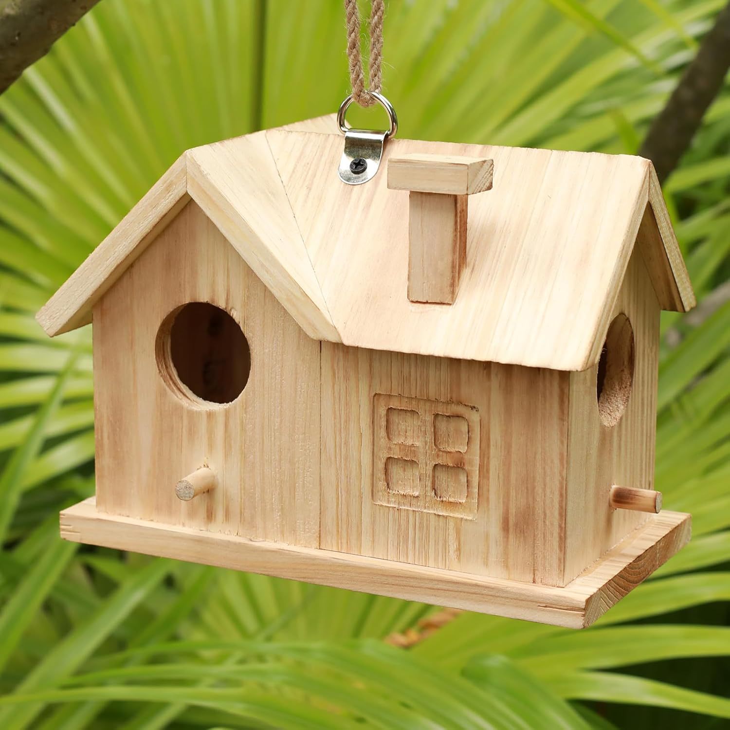 Madera nido de pájaros transfronterizo jardín al aire libre decoración nido de pájaros madera maciza pequeña casa de pájaros domésticos artículos de pájaros