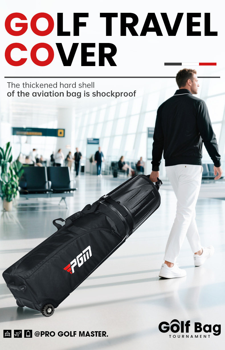 Túi đựng gậy golf PGM vỏ cứng dày dặn chống nước gấp gọn kèm khóa số — Túi hàng không màu đen [Vỏ cứng dày dặn/Gấp gọn được/Kèm khóa số] HKB021 chi tiết 3