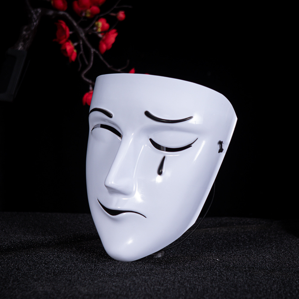 Máscara de Halloween para adultos máscara de tristeza y llanto y risa máscara de bendición del oficial del cielo blanco sin fase animación COS rendimiento props blanco image 3