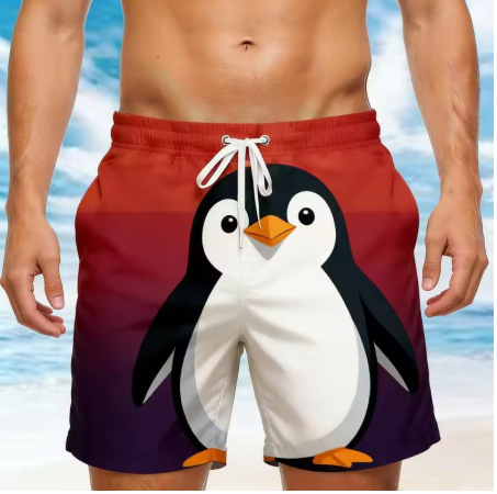 Men's Casual Cute Animal Print Beach Shorts - Fox, Panda, Cat, Dolphin, Penguin Print Casual Shorts Men's Casual Cute Animal Print Beach Shorts - Fox, Panda, Cat, Dolphin, Penguin Print Casual Shorts