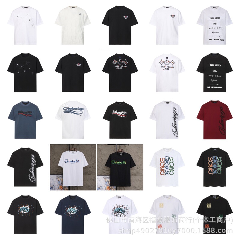 Cross-Border Ss High-Quality Dior, Hermès, and Balenciaga Summer Hot-Selling Classic Logo Short-Sleeve T-Shirts, Unisex Cross-Border Ss High-Quality Dior, Hermès, and Balenciaga Summer Hot-Selling Classic Logo Short-Sleeve T-Shirts, Unisex