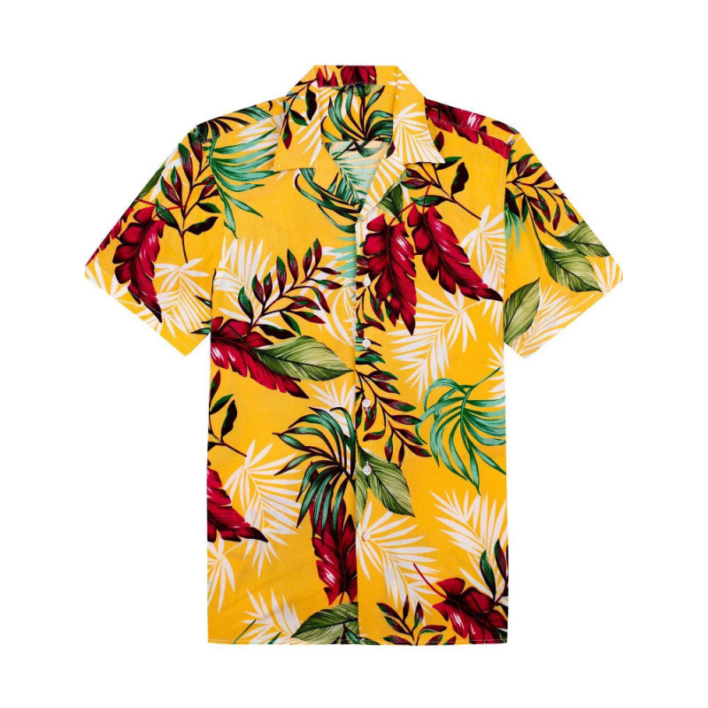 Cross-Border Summer Short-Sleeved Cuban Collar Men's Hawaiian Shirt Comfortable Trendy Fashion 3D Printing Source Factory