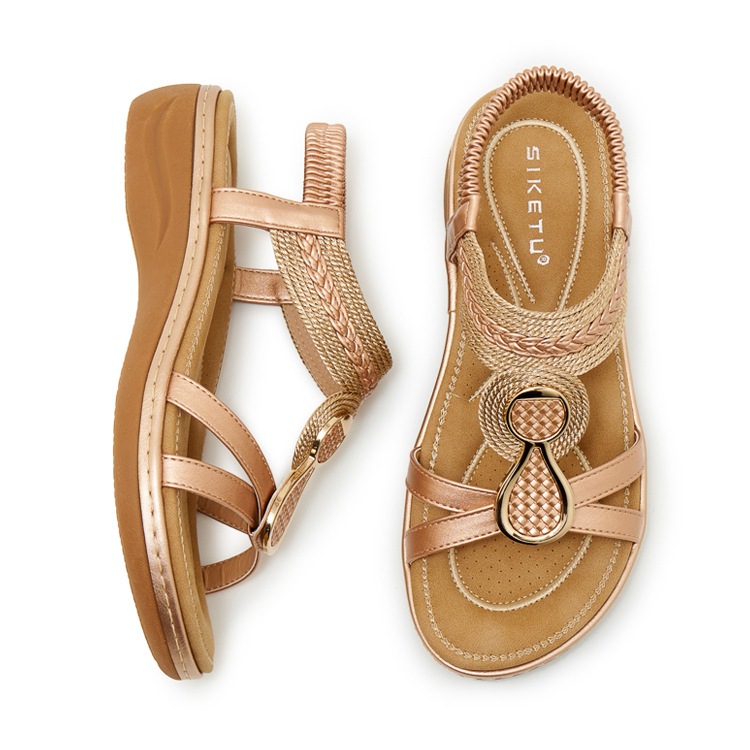 Sandal nữ đế xuồng cao gót 9 cm quai chéo bản to — Champagne màu, màu đen, màu xám chi tiết 34