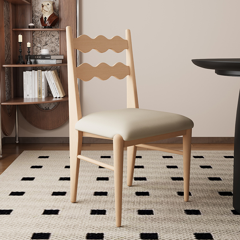 Silla de comedor de madera maciza retro francesa, hogar, restaurante medieval, silla trasera de tela de algodón y lino, mesa y silla de comedor de cuero de microfibra para hotel