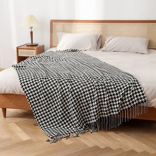Houndstooth Sofa Blanket Knitted Blanket Office Nap Blanket Bed Builder Bed Flag Bed End Blanket Nordic Style Decorative Blanket