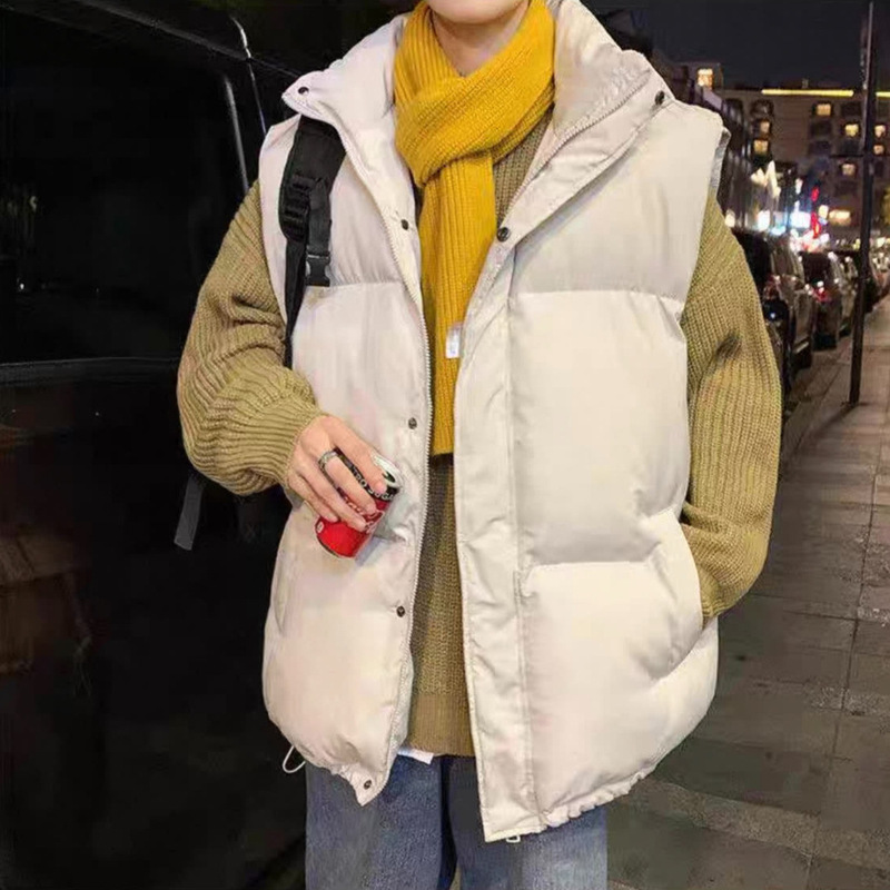 Men's cotton vest, winter stand-up collar, warm, casual, versatile sleeveless jacket for men and teenagers, Hong Kong style, solid color vest Men's cotton vest, winter stand-up collar, warm, casual, versatile sleeveless jacket for men and teenagers, Hong Kong style, solid color vest