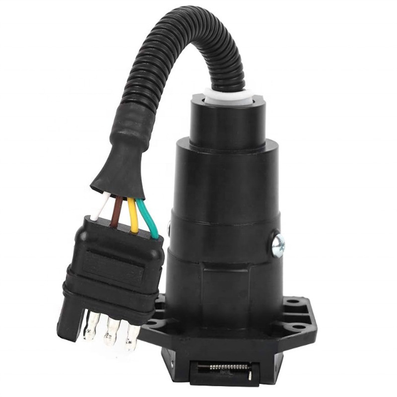 Us Standard 4-Way Plug to 7-Way Round Socket Trailer Light Adapter Without Metal Bracket