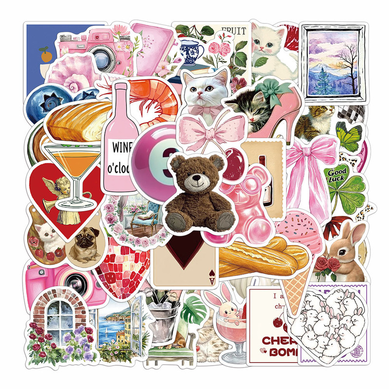 50 creative Aesthetic Pinterest stickers cartoon diy decorative desktop water cup mobile phone case refrigerator