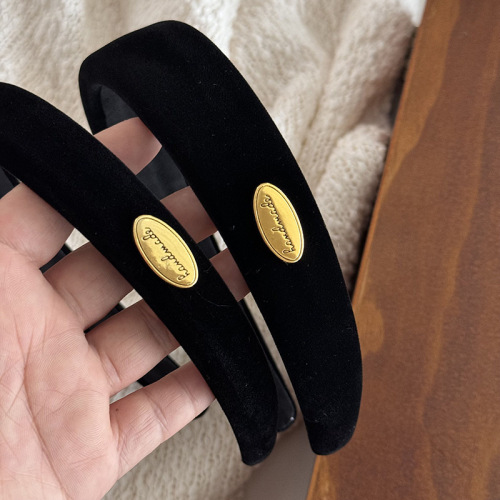 Korean style simple velvet gold buckle headband retro niche heightening sponge headband hairpin hair accessories new style