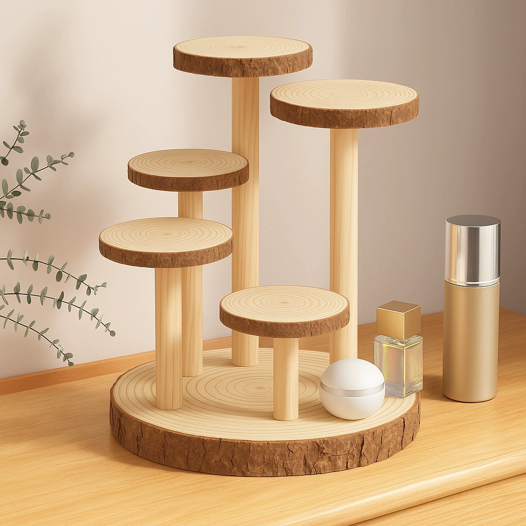 Стеллаж для демонстрации лестницы из бревен, материал из массива древесины с ежегодным кольцом, стеллаж для демонстрации экологического искусства в детском саду, многослойная глухая коробка ручной работы