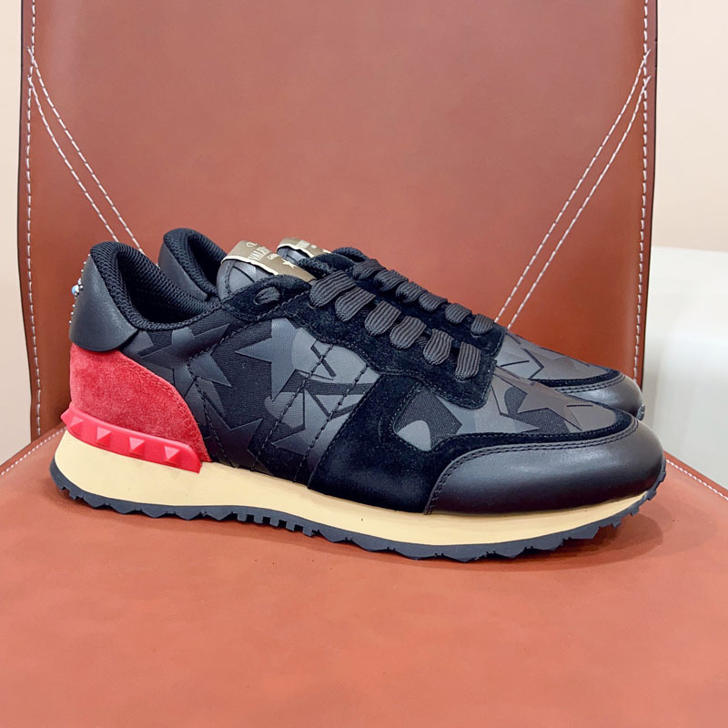 Estación europea transfronteriza VT camuflaje zapatilla masculina versión alta de remaches gruesa-suela de cuero moda casual encaje hasta color marea zapatos