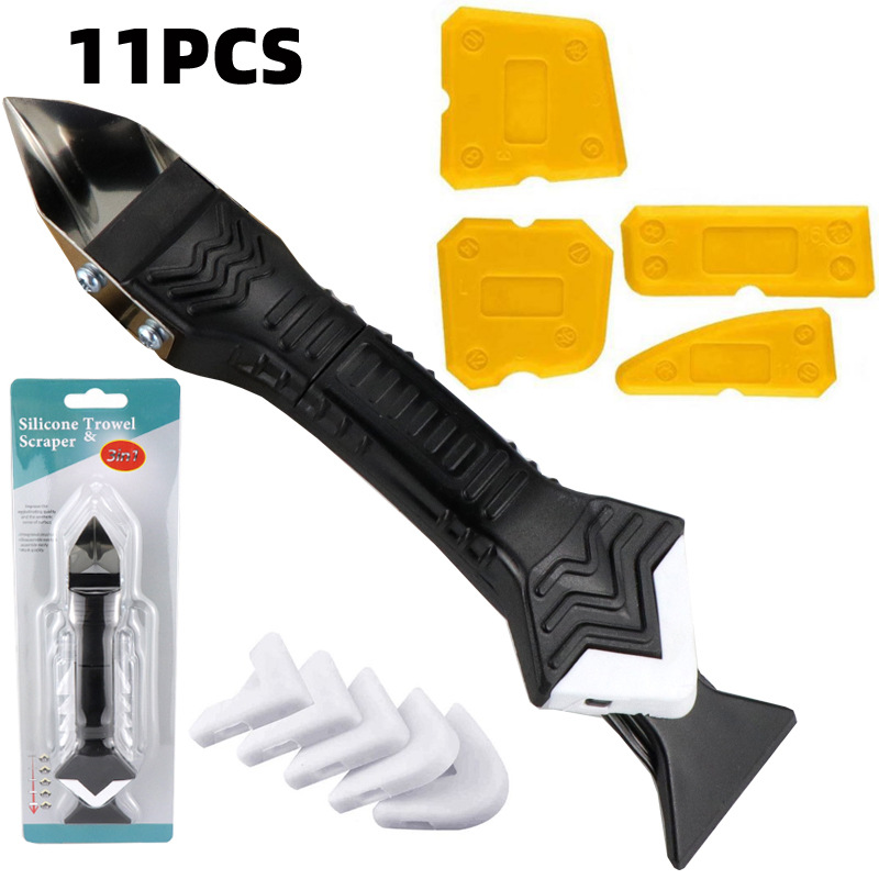 跨境11件美缝工具密封胶修整刮板填缝喷嘴涂抹玻璃胶去除刮刀