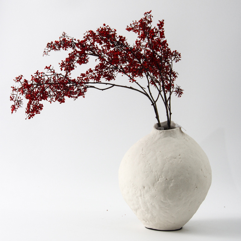 Nuevo estilo chino moderno, viento tranquilo, vasijas de cerámica redondas, sala de estar Bo Guja, decoración creativa de vasijas de flores, adornos