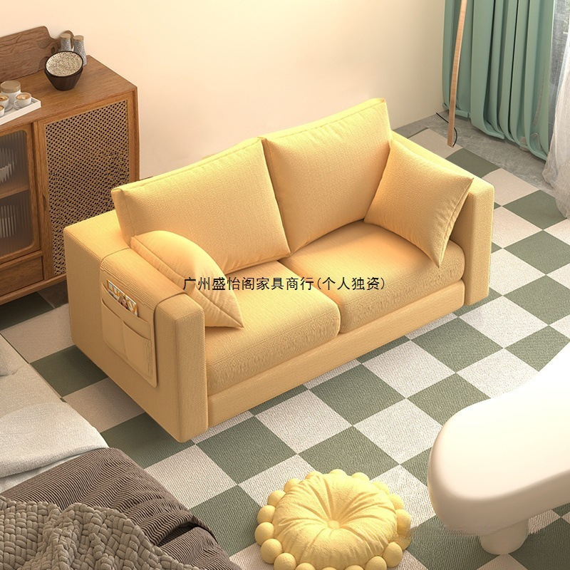 Sofa for Small Apartments, Nordic Simple Modern Bedroom Rental Room, Simple Internet Celebrity Double or Three-Person Living Room Fabric Sofa