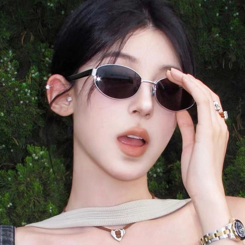 网红款时尚椭圆小框眼镜女太阳镜复古高级感防晒太阳眼镜潮流街拍|undefined