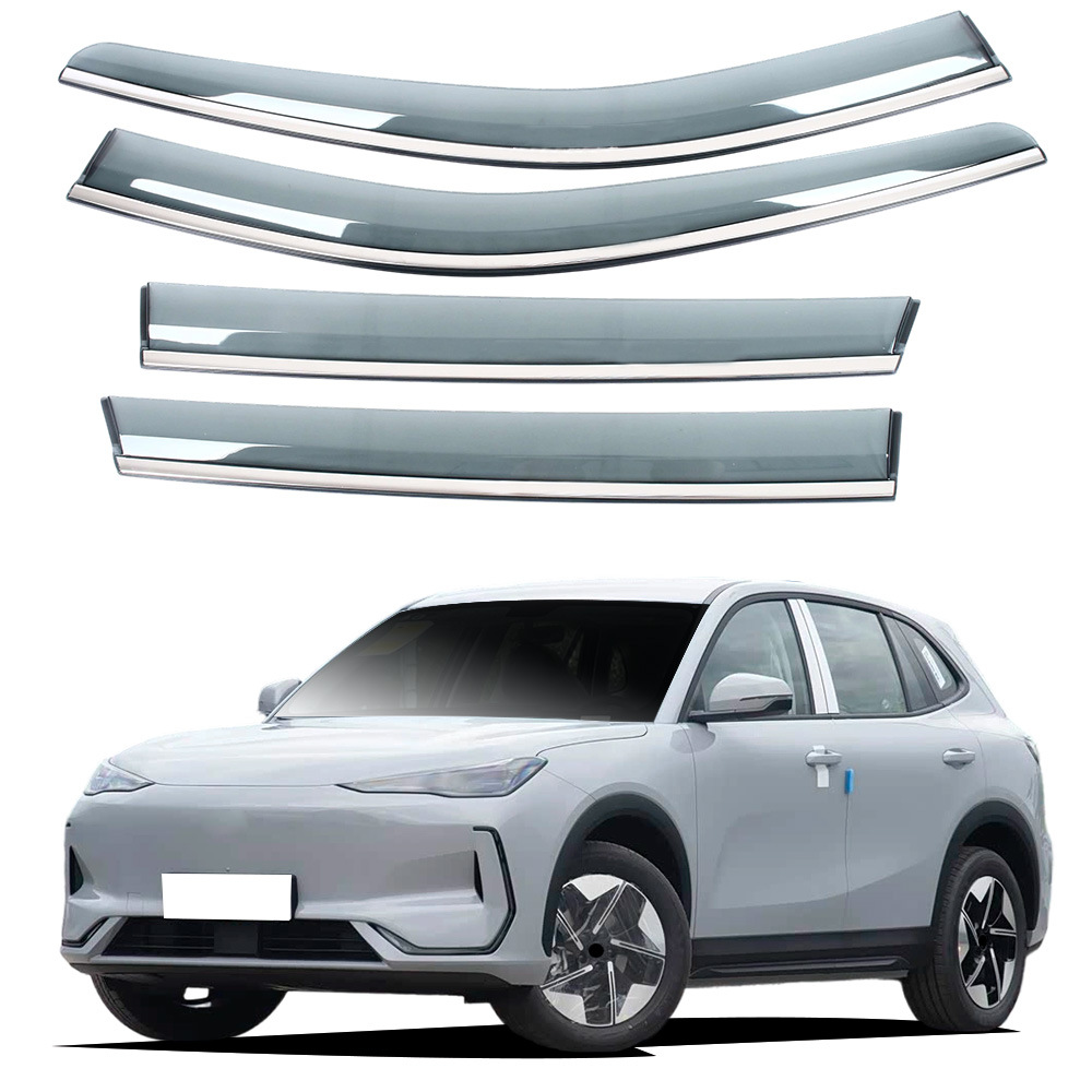 Geely For Geely Galaxy E5 24 Car Window Visor with Trim (Rain shield) - 2024-geely-galaxy-e5-window-visor-3d-stainless-steel-trim-adhesive4-pc