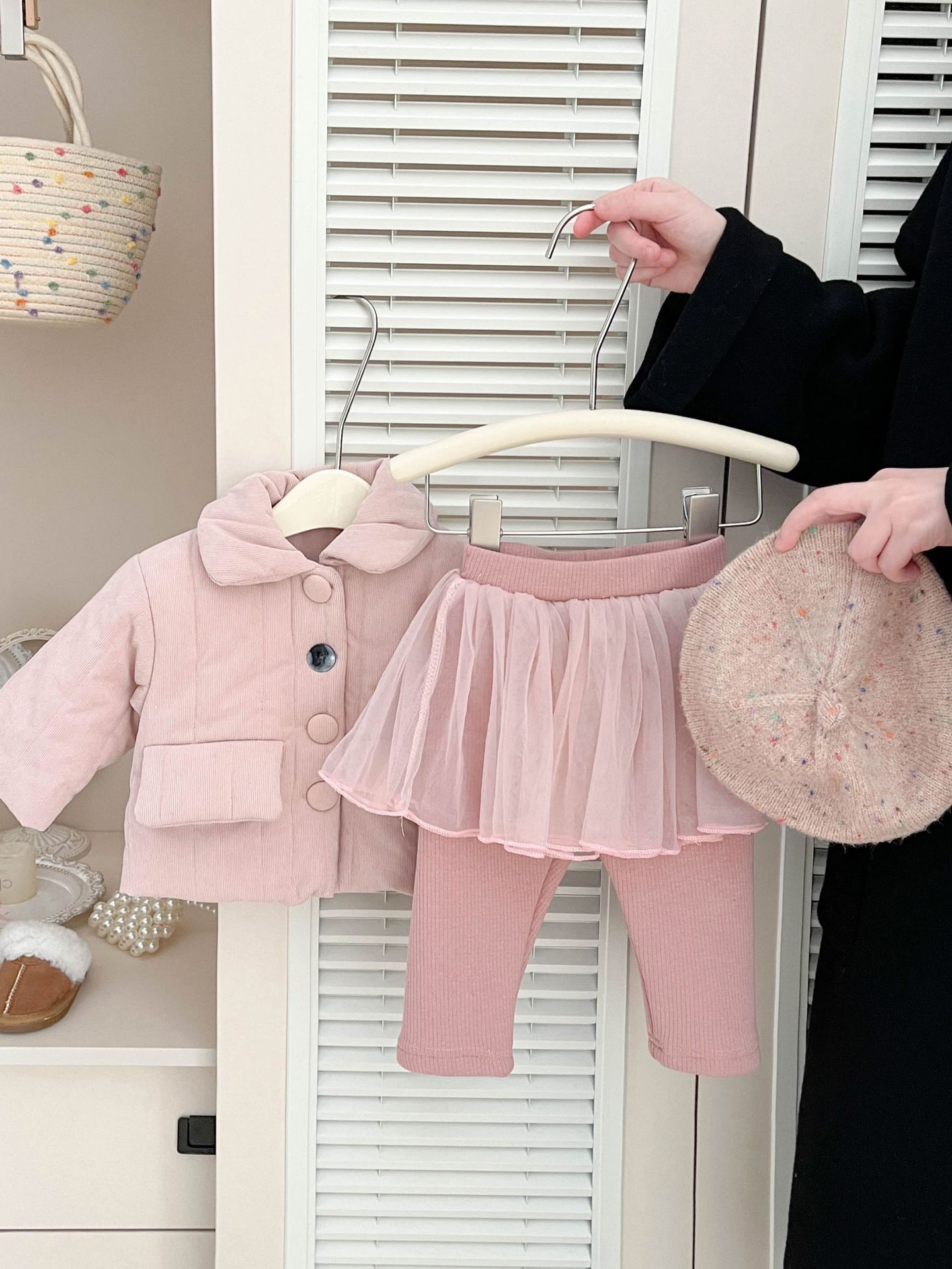 Niñas vestidos de algodón otoño invierno bebés dulces chaquetas de algodón rosa extranjero bebés con camisa cálida gruesa
