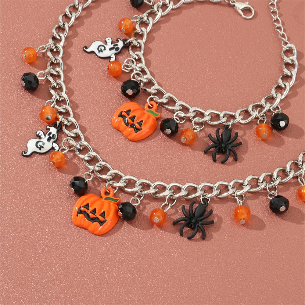 Halloween Accessoarer Dam Pumpa Halsband Set Armband Dammode Spider Ghost Accessoarer_voghion.com