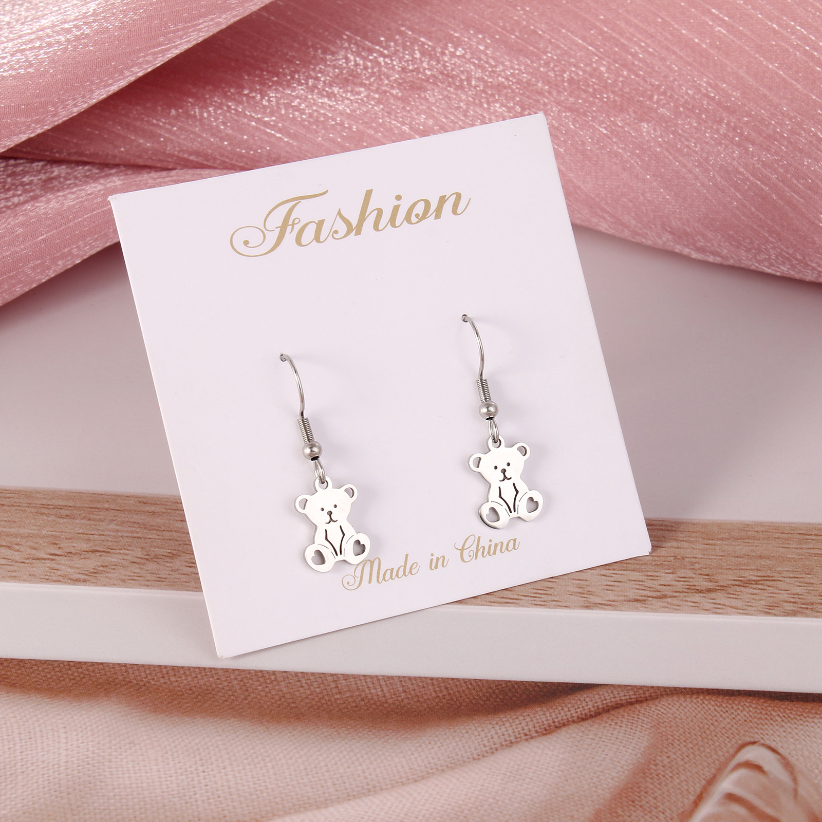 Fashion Portrait Stainless Steel Polishing Drop Earrings 1 Pair