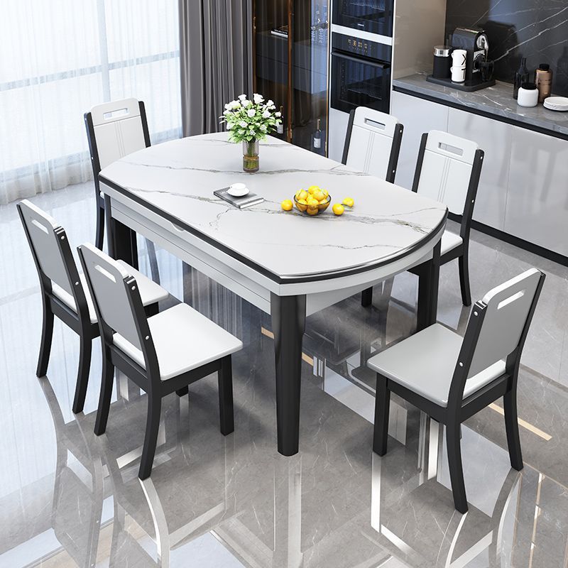 Dining Table for Home Use, Glossy Rock Slab Dining Table, Italian Light Luxury, Extendable Round Table, Modern Simple Square and Round Dual-Use Dining Table