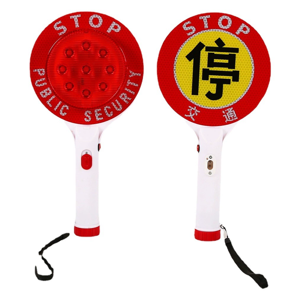 Аккумуляторная трафик парковка знак ручной медленный слово пересечения инспекции стоп знак флэш-предупреждение жезл