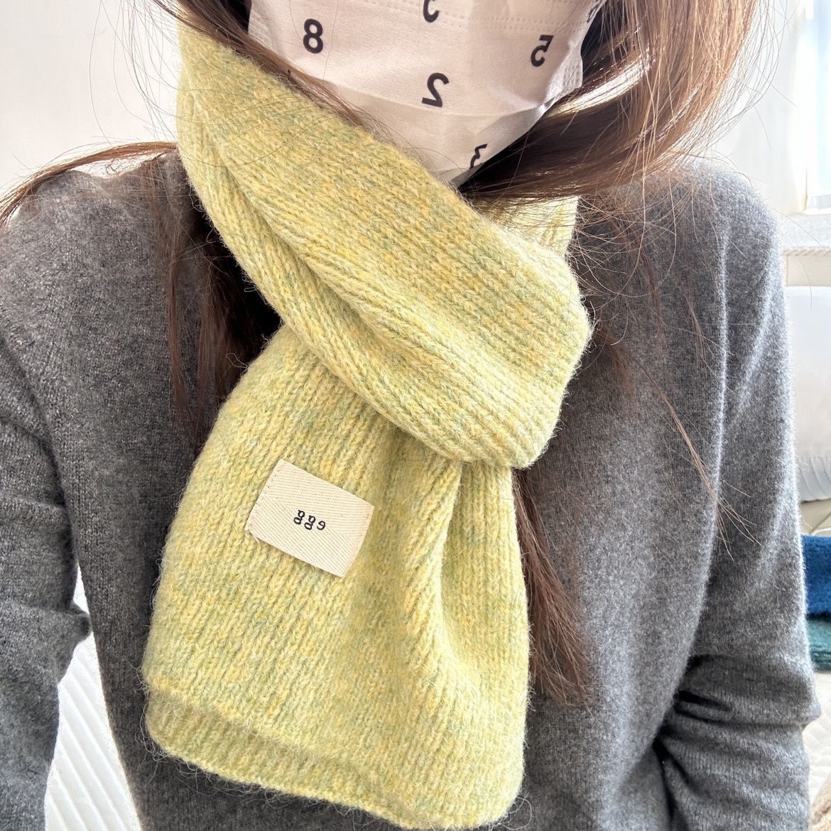 Sisaldab villa~ Uus pehme kleepuv muna ühevärviline i mitating kašmiir sall talvesoojuseks ja mitmekülgseks kudumiseks_voghion.com