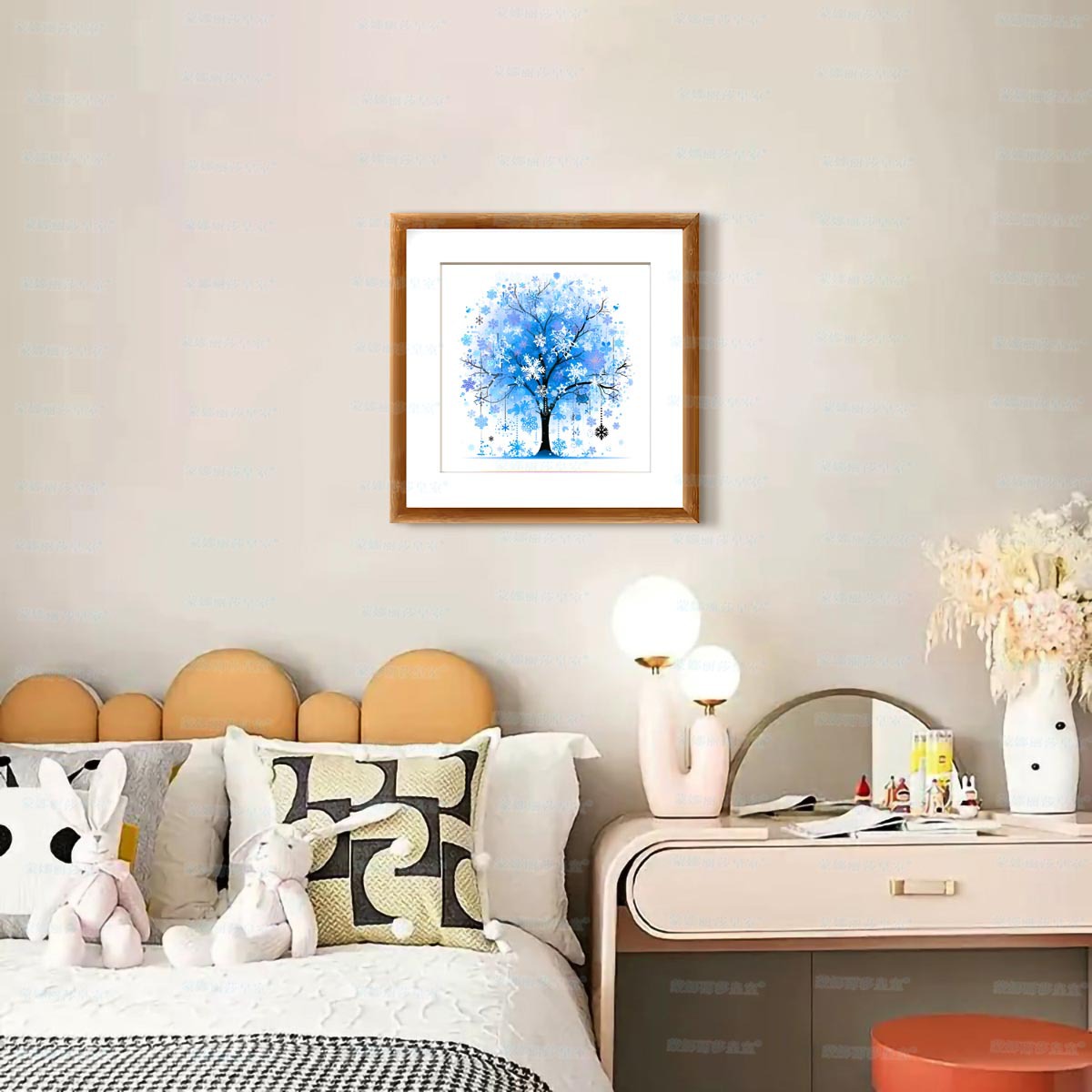 Mona Lisa Royal Cross Stitch Happy Tree-Happy New Simple Modern Plant Sala de estar Entrada Bordado hecho a mano