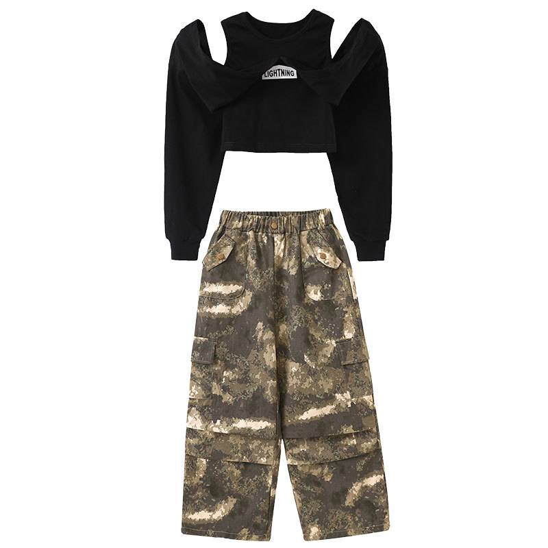 재즈 댄스 의상 소녀 연습 유행 재즈 위장 의류 어린이 재즈 의상 어린이 캣워크 BBOY