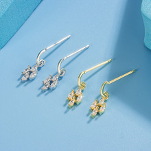 精致四钻菱形锆石耳钉女生小巧时尚百搭复古新潮耳坠小众设计浪漫