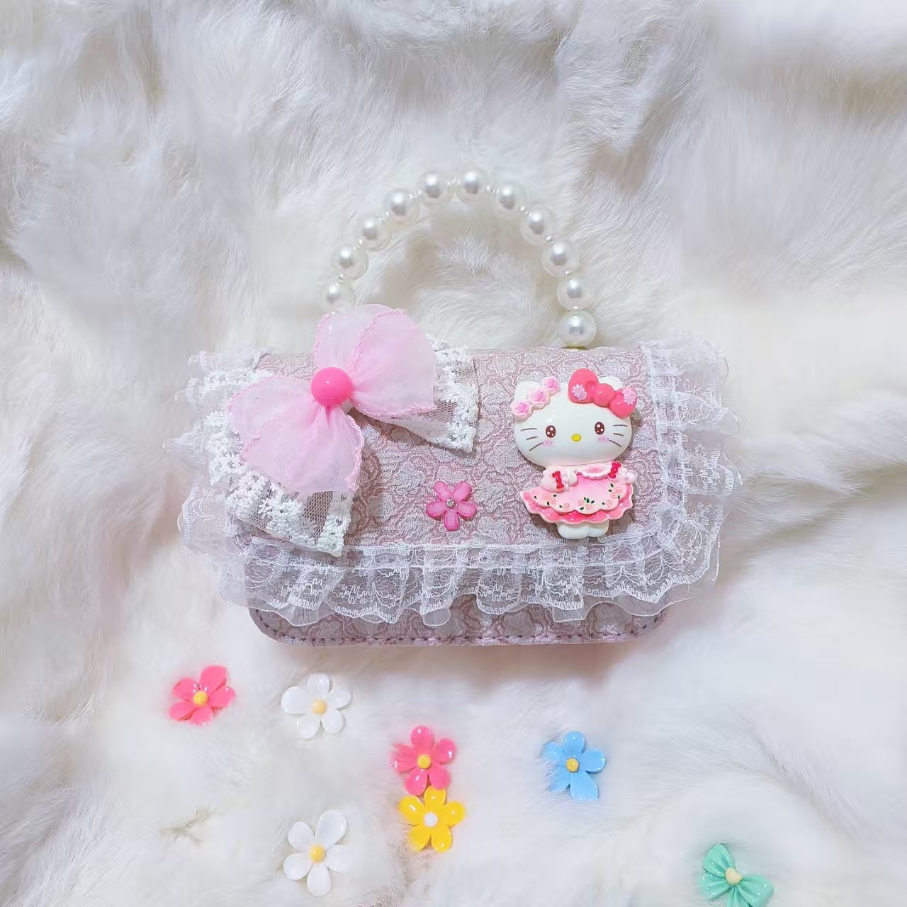 Bolso de perlas, bolso de cambio, bolso de accesorios, bolso de Año Nuevo para chicas, bolso de Año Nuevo, bolso pequeño, bolso cuadrado.