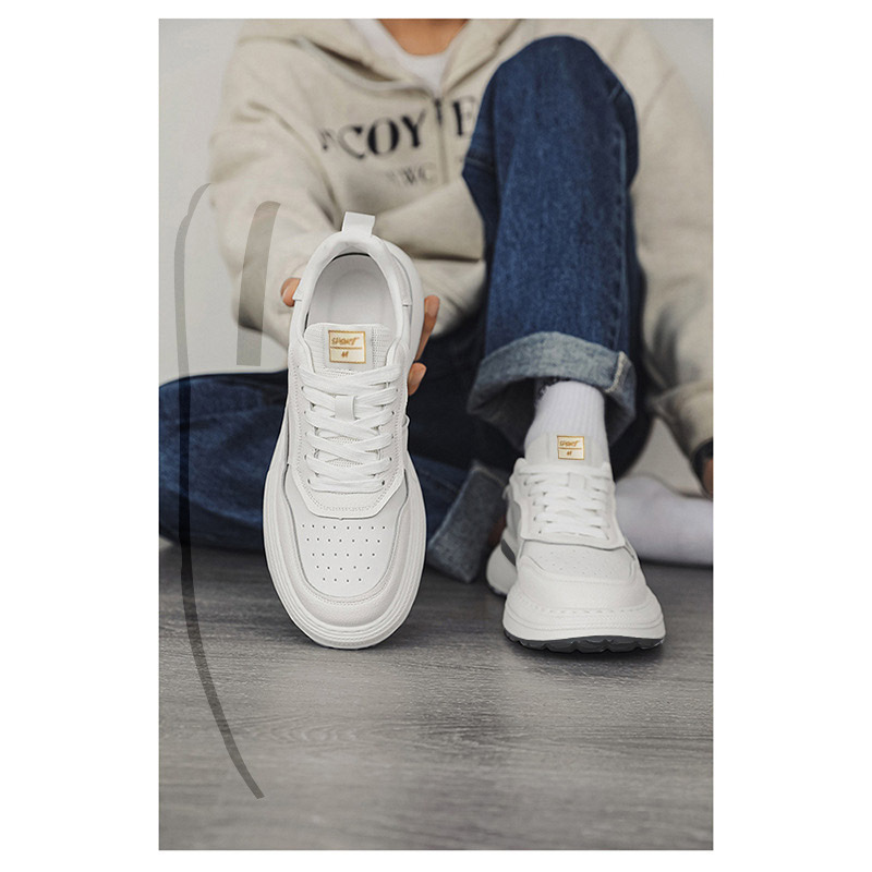 ShoeGlobe New Fashion Winter Plush Low-top Dad Trendy Versatile Thick-soled Sports Casual Men's White Shoes_voghion.com