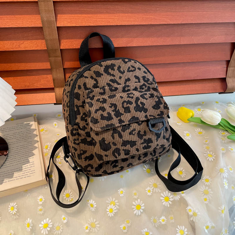 クロスボーダーレディースバッグ新しいヒョウ柄シングルショルダークロスボディ多目的バックパックコーデュロイ大容量バッグニッチコーデュロイ|undefined