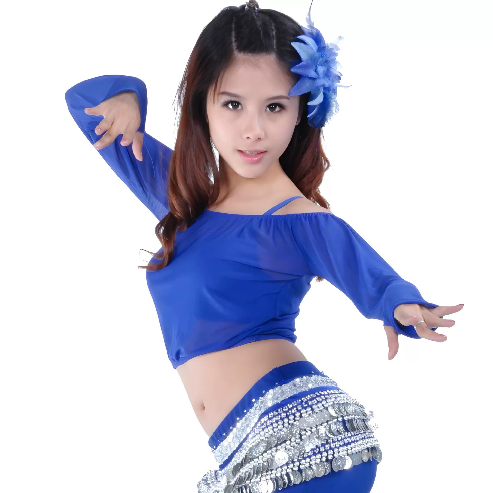 Transparent shoulderless bottoming tops, belly dance tops, belly dance costumes, tribal style costumes