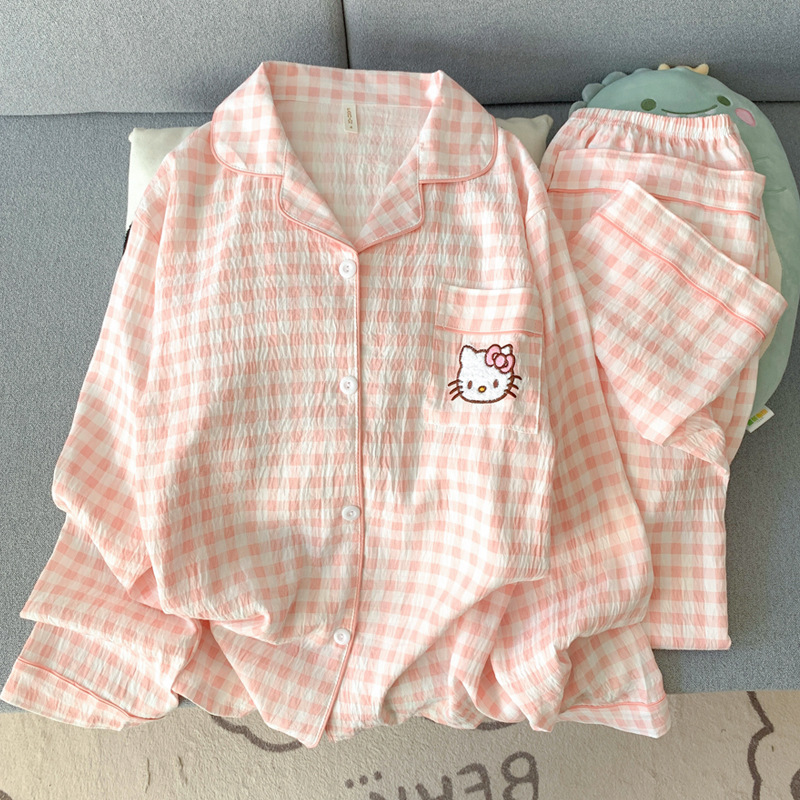 8842 pink kt cat--cloud cotton long sleeves and trousers