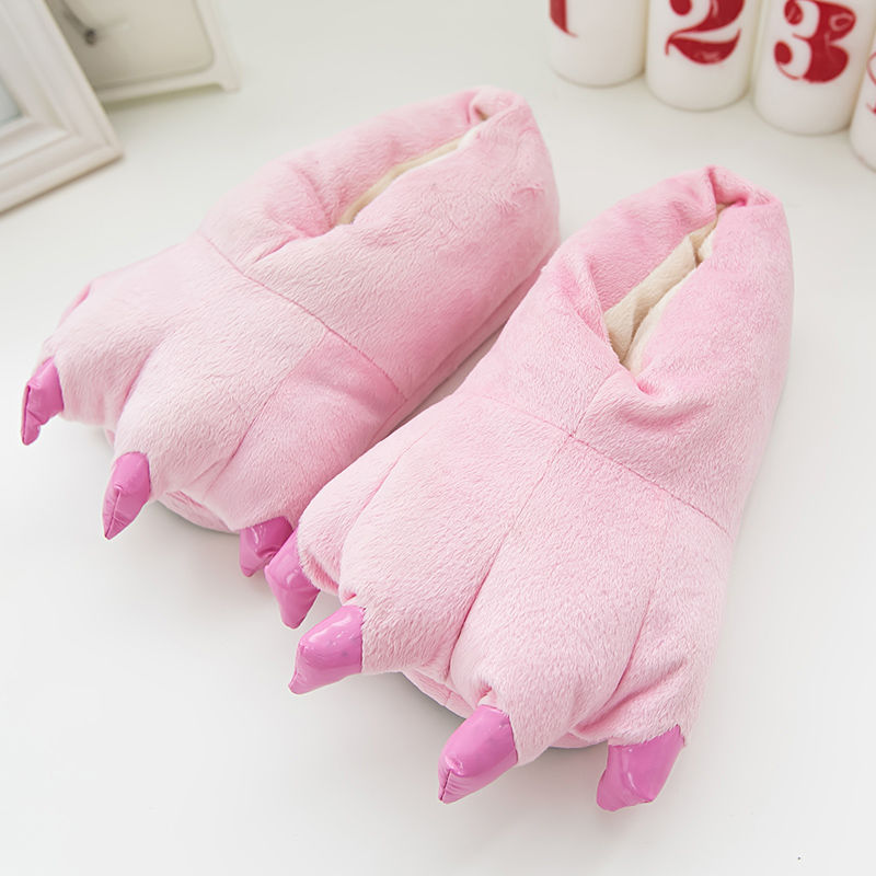 Zapatos de dinosaurio transfronterizos Dragón gato garra zapatos de franela cálido hogar ocio Otoño e Invierno animal a juego zapatos de dibujos animados