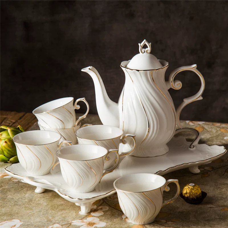 Coffee set for home use, ceramic flavored tea, tea cup, teapot, European style