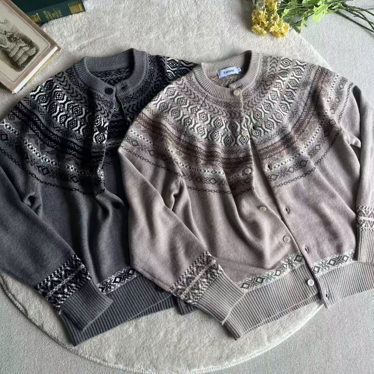 Explosiones transfronterizas de tamaño europeo de tamaño grande Fair Island Jacquard jersey jersey suéter chaqueta de Navidad hombre fábrica de moda al por mayor