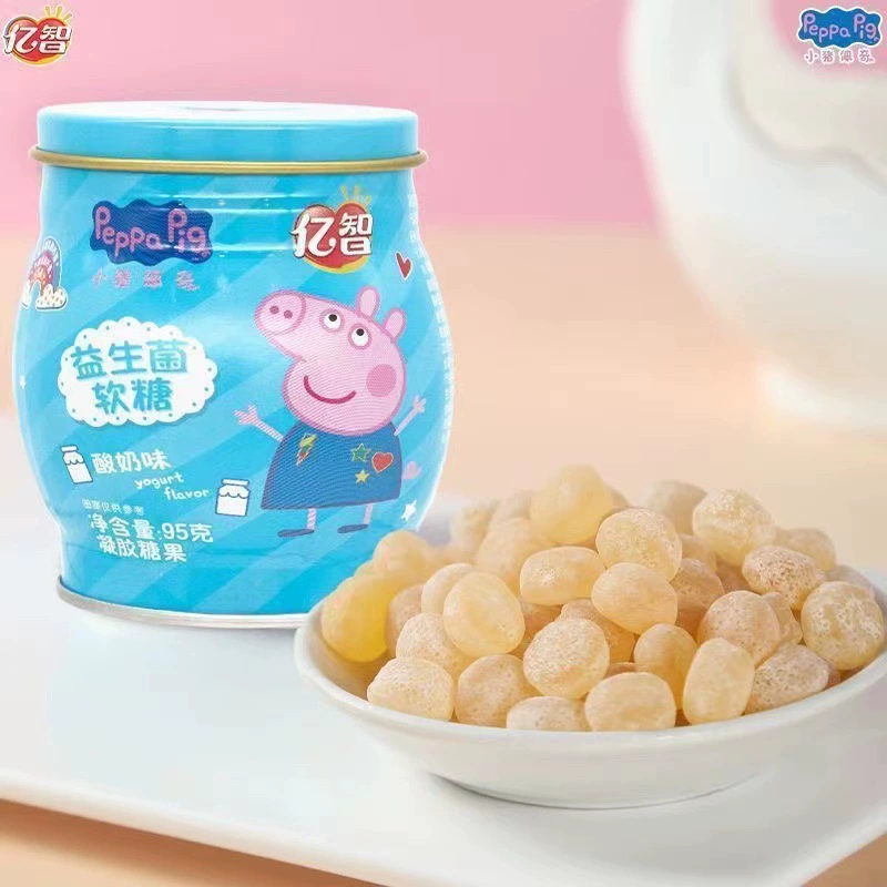Пребиотиковые жевательные конфеты в железной банке 105 г Пеппа Пига Probiotic Gummy Strawberry Yogurt Banana Juice