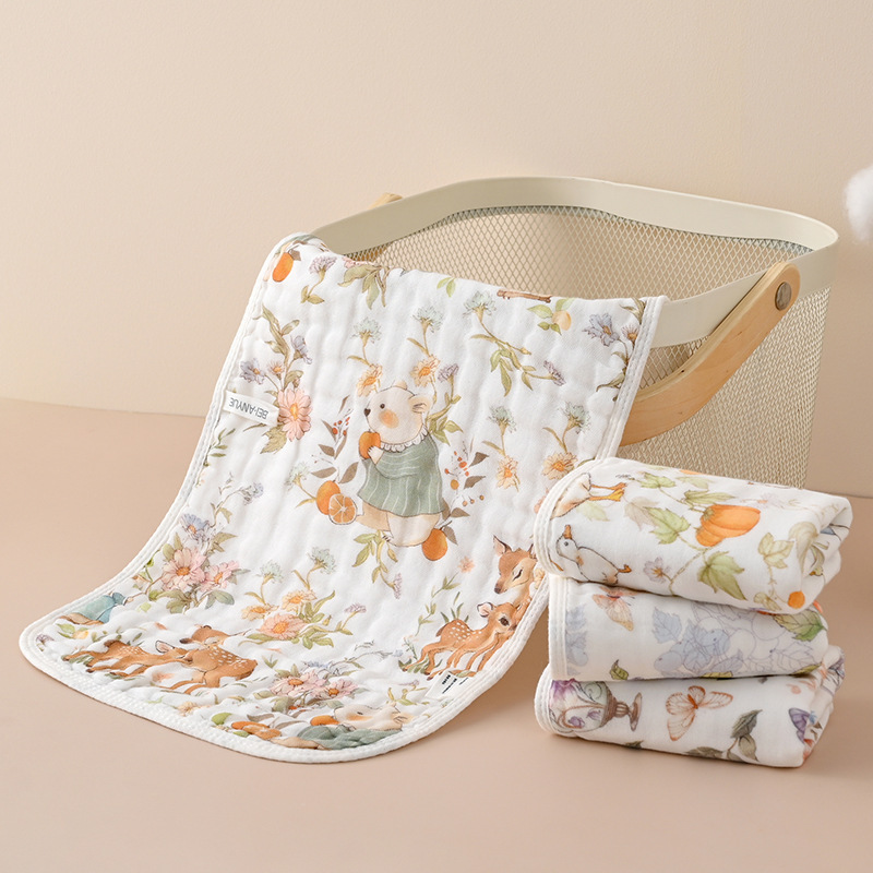 Baby Saliva Towel Type a Pure Cotton Baby Towel Baby Gauze Towel Six-Layer Seersucker Cotton Small Towel