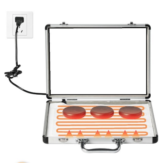 Caja de calentamiento térmico de piedra de masaje 20 piezas 18 piezas de energía conjunto de piedras calientes de hidratación de spa